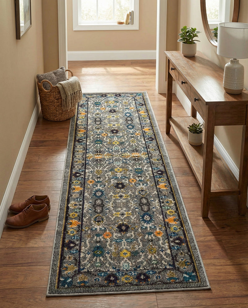 Chateau Elegance Collection Area Rug -  Luxembourg Runner Gray  lifestyle 66