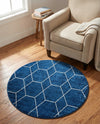 Trellis Mosaic Collection Area Rug - Arborville (Navy Blue) Round Navy Blue  lifestyle 51