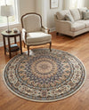 Persian Elegance Collection Area Rug -  Hamedan (Ivory) Round Ivory  lifestyle 36