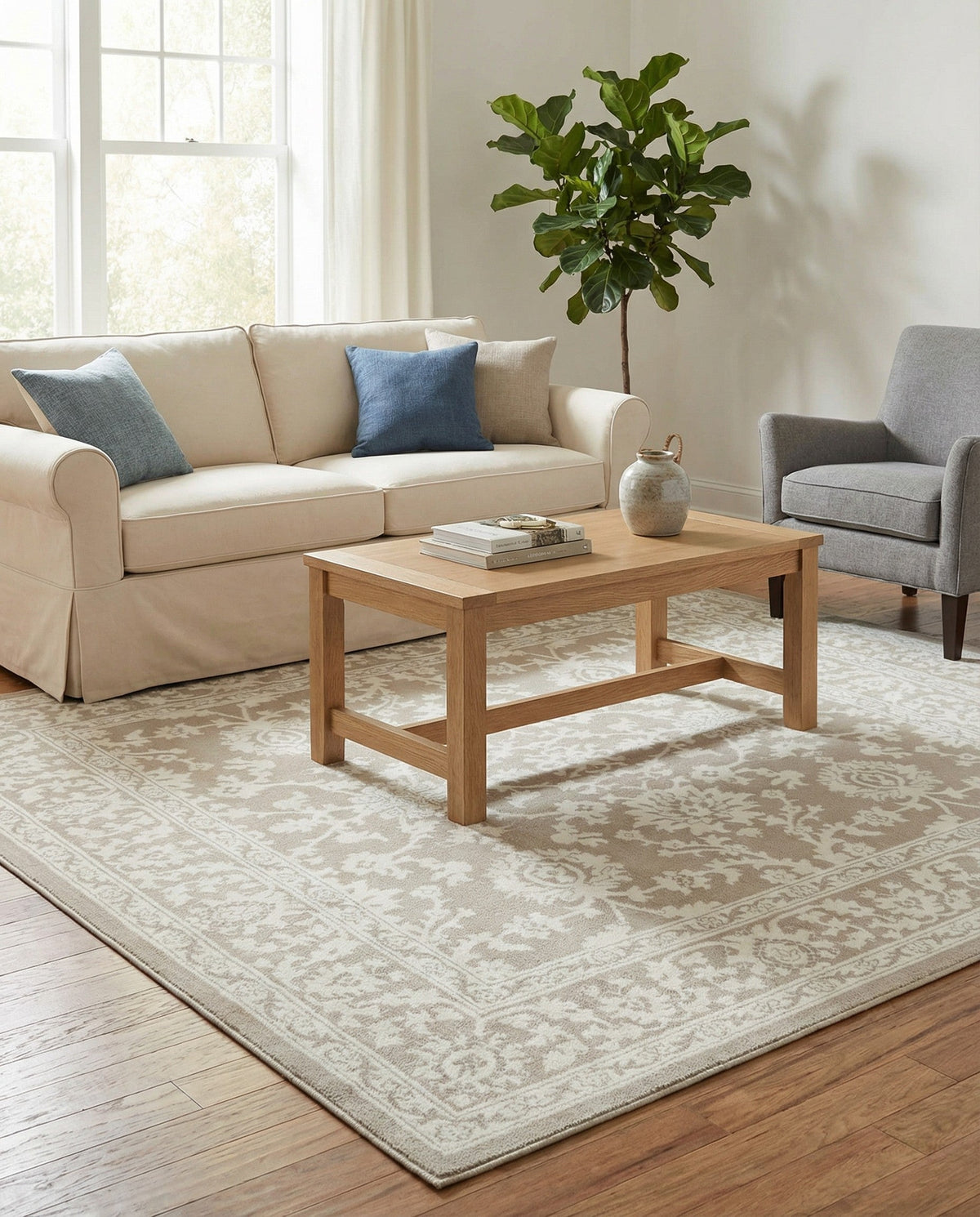 Savannah Elegance Collection Area Rug - Augusta (Light Gray) Square Light Gray  lifestyle 104