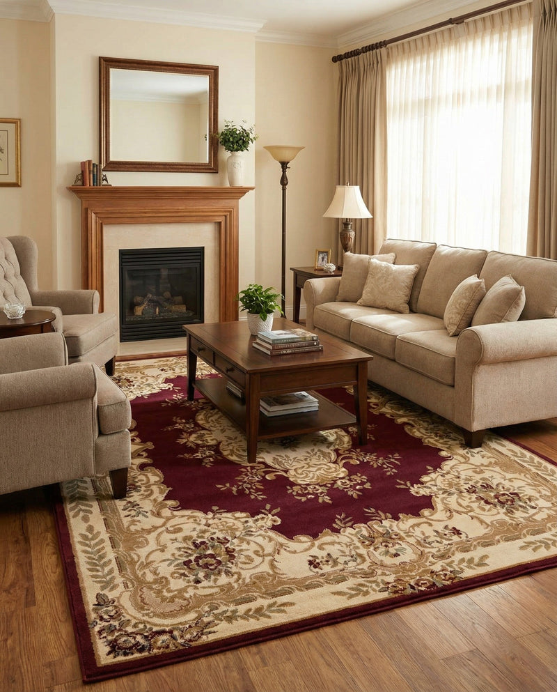 Versailles Elegance Collection Area Rug -  Vincennes Rectangle Red  lifestyle 9