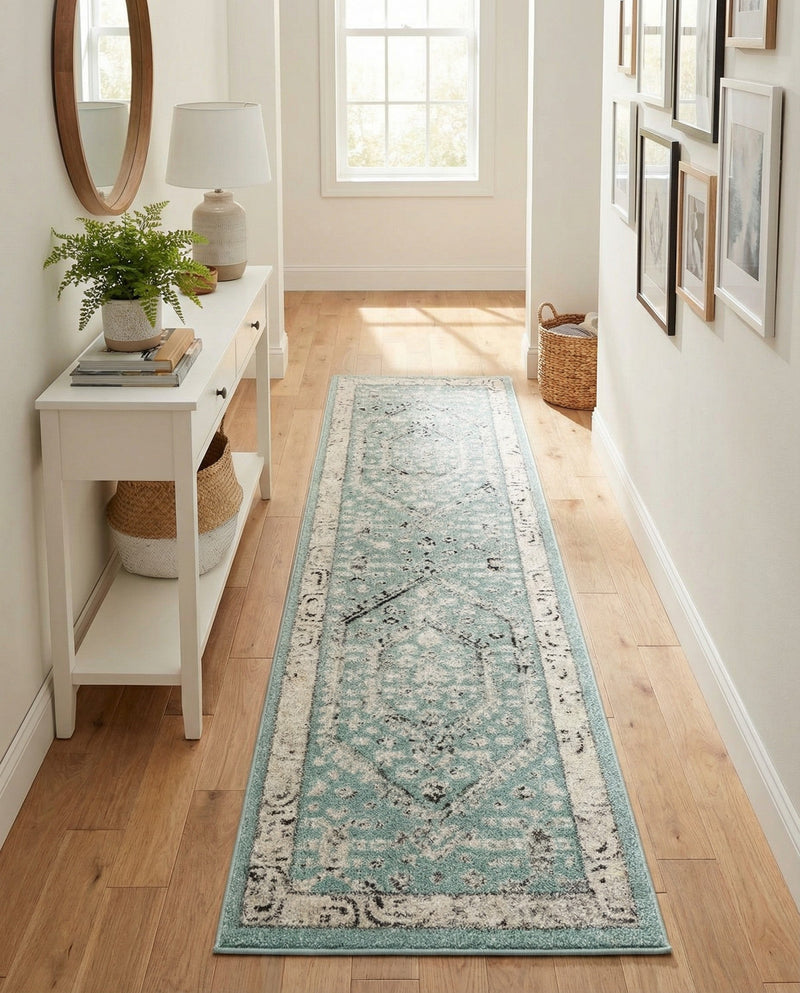 Adriana Terrace Collection Area Rug - Capri (Aqua) Runner Aqua  lifestyle 65