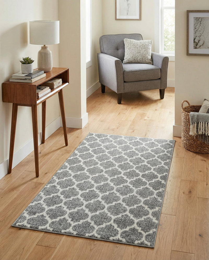 Lattice Gardens Collection Area Rug -  Bloomfield (Dark Gray) Rectangle Dark Gray  lifestyle 6