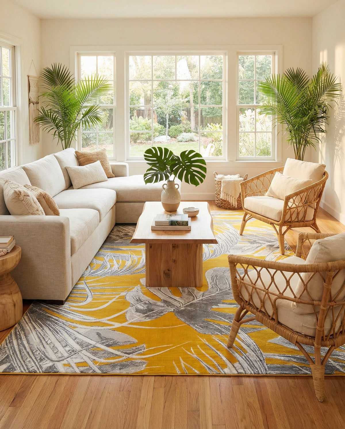 Meadow Breeze Collection Area Rug -  Clover Rectangle Yellow  lifestyle 54