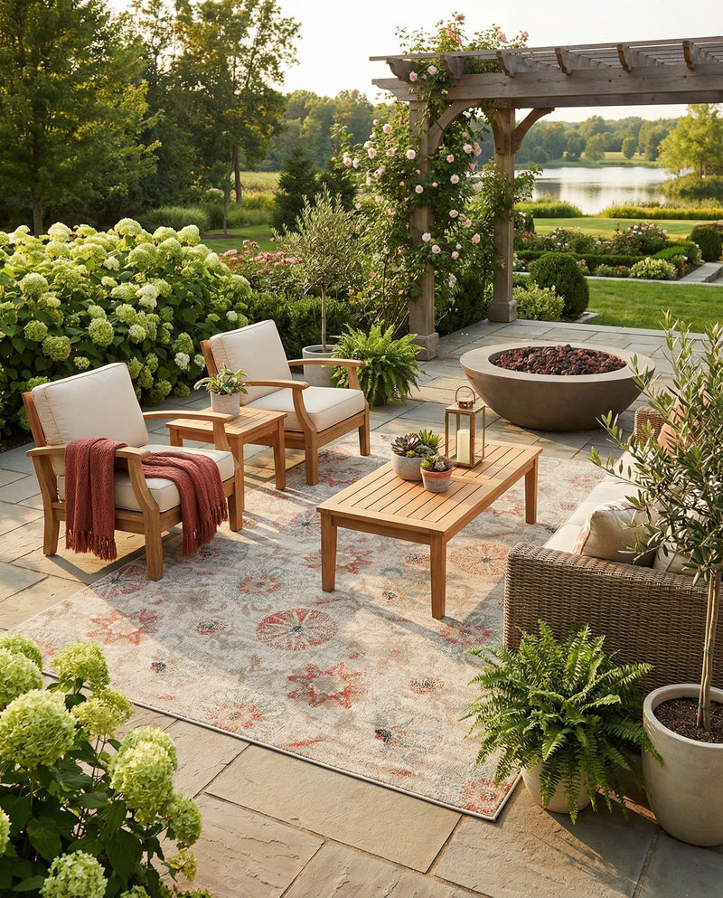 Seaside Blooms Collection Area Rug - Seychelles Rectangle Beige  lifestyle 54