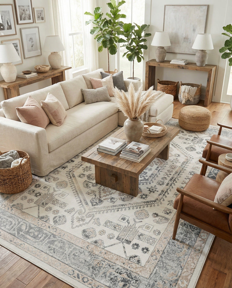 Adriana Terrace Collection Area Rug - Capri (Ivory) Rectangle Ivory  lifestyle 11