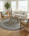 Woven Udaipur Collection Area Rug - Sahara Round Blue and Natural  lifestyle 70
