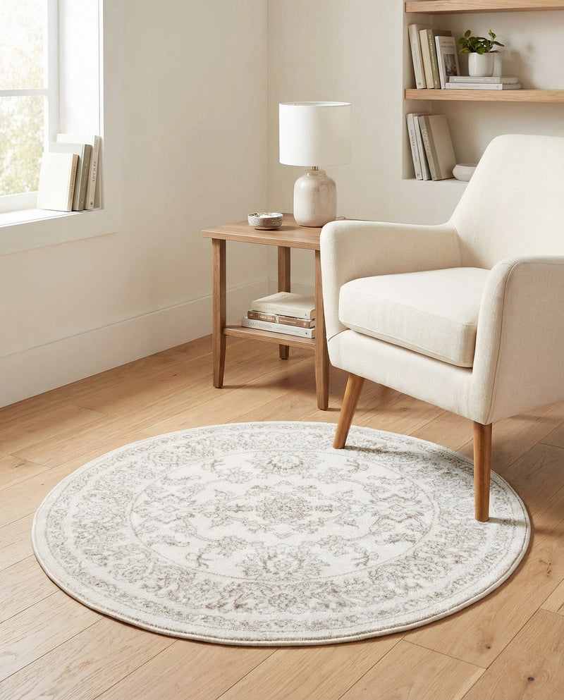 Savannah Elegance Collection Area Rug - Augusta (Ivory) Round Ivory  lifestyle 43
