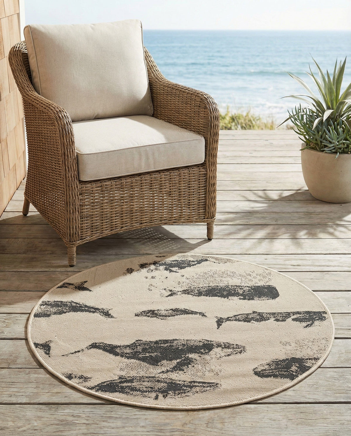 Seaside Haven Rugs Collection Area Rug -  Seabreeze Round Beige  lifestyle 93