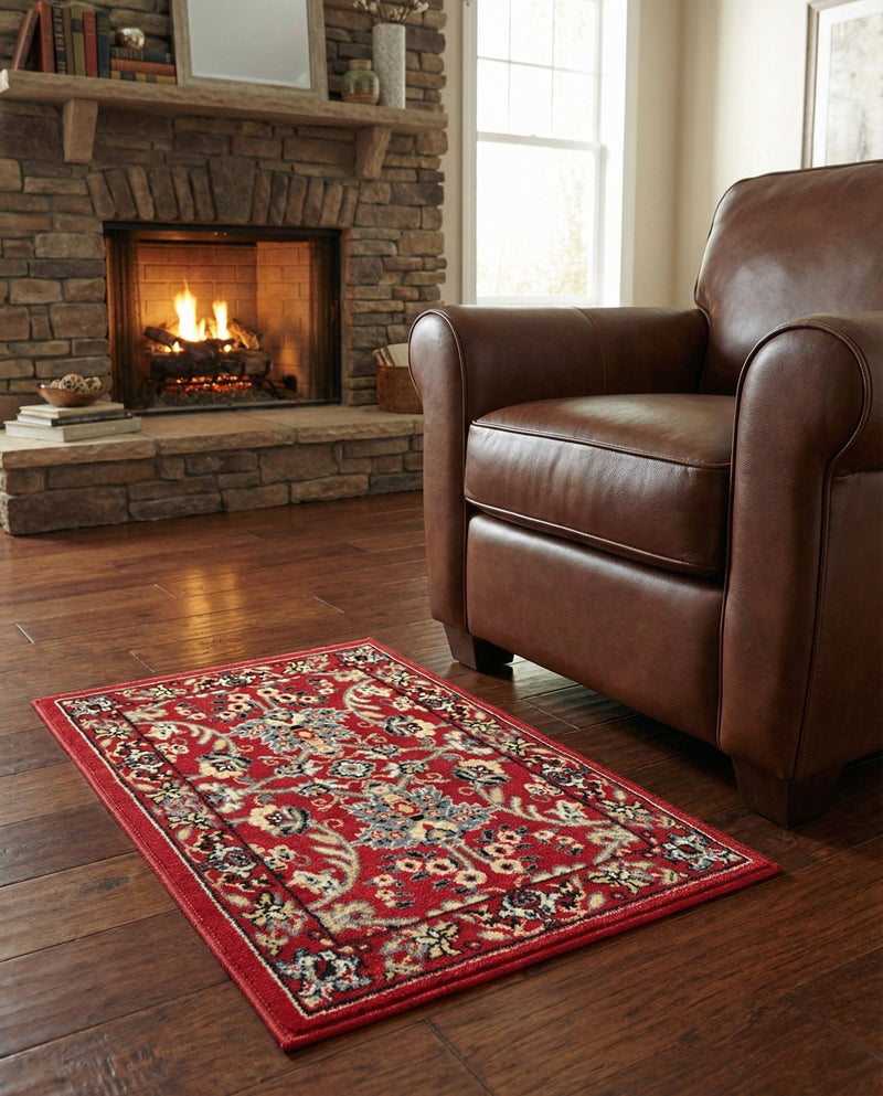 Isfahan Elegance Collection Area Rug - Naghsh-e Jahan (Red) Rectangle Red  lifestyle 18