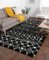 Berber Lattice Shag Collection Area Rug - Atlas (Black and White) Rectangle Black and White  lifestyle 6