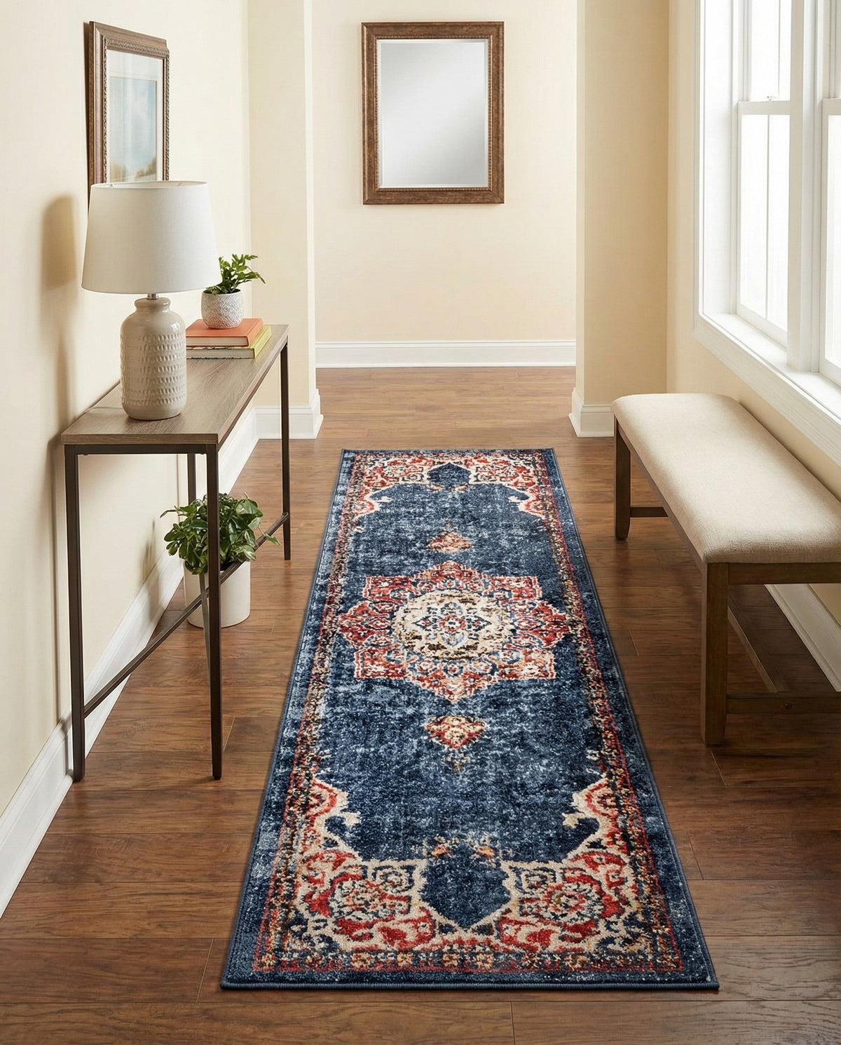 Eden Oasis Collection Area Rug -  Tranquility (Dark Blue) Runner Dark Blue  lifestyle 91