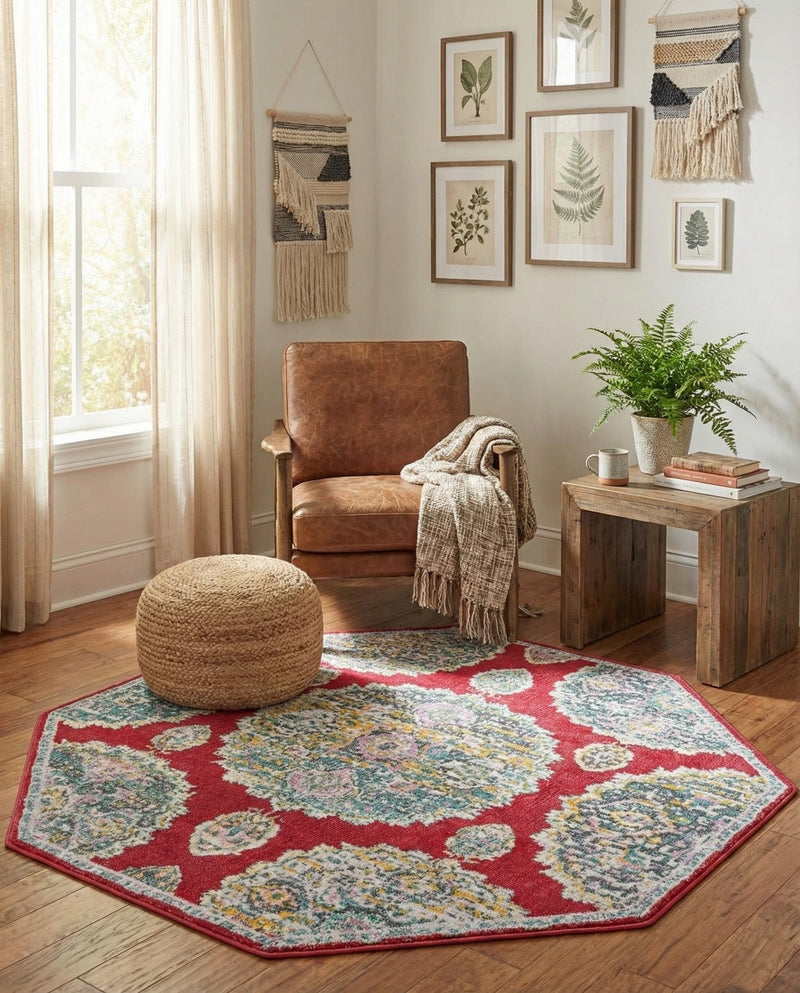 Arcadia Rugs Collection Area Rug -  Atlantis (Red) Octagon Red  lifestyle 31