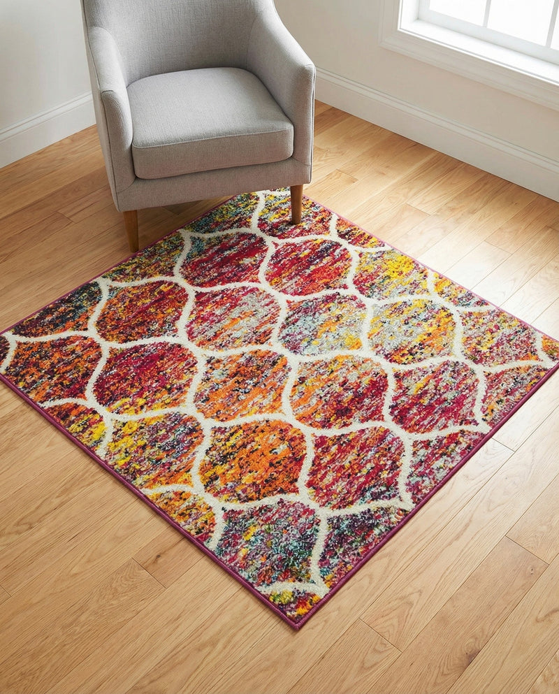 Trellis Mosaic Collection Area Rug -  Pergolatown (Multi) Square Multi  lifestyle 74