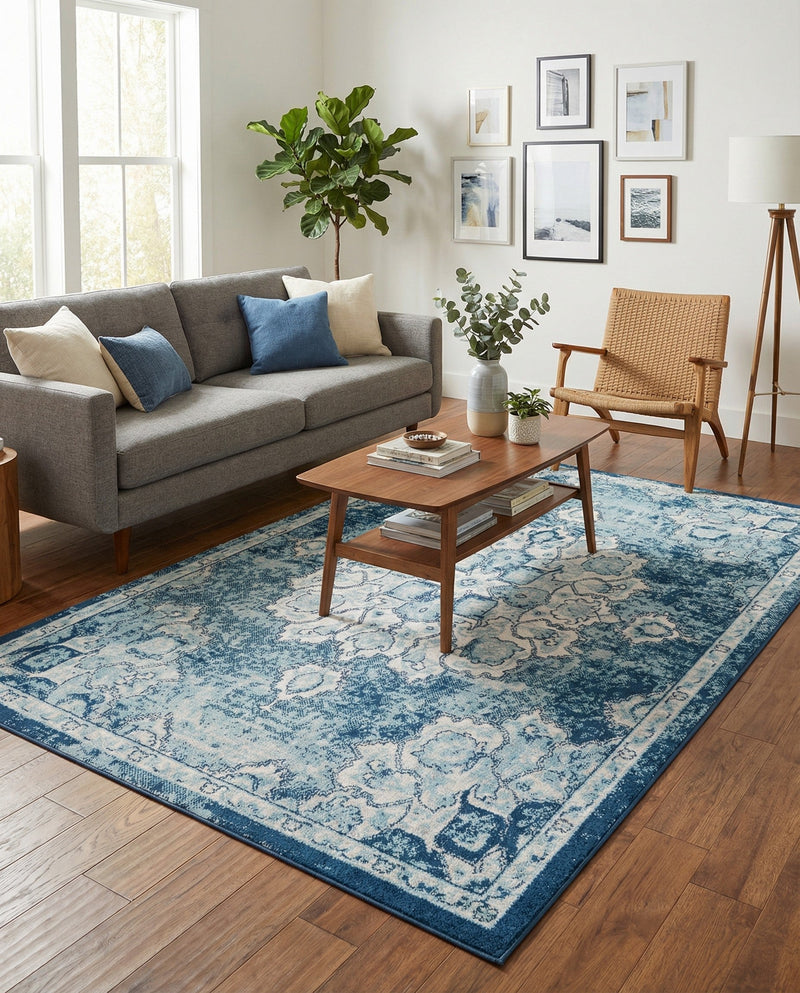 Beverly Grove Collection Area Rug - Melrose (Navy Blue) Rectangle Navy Blue  lifestyle 21