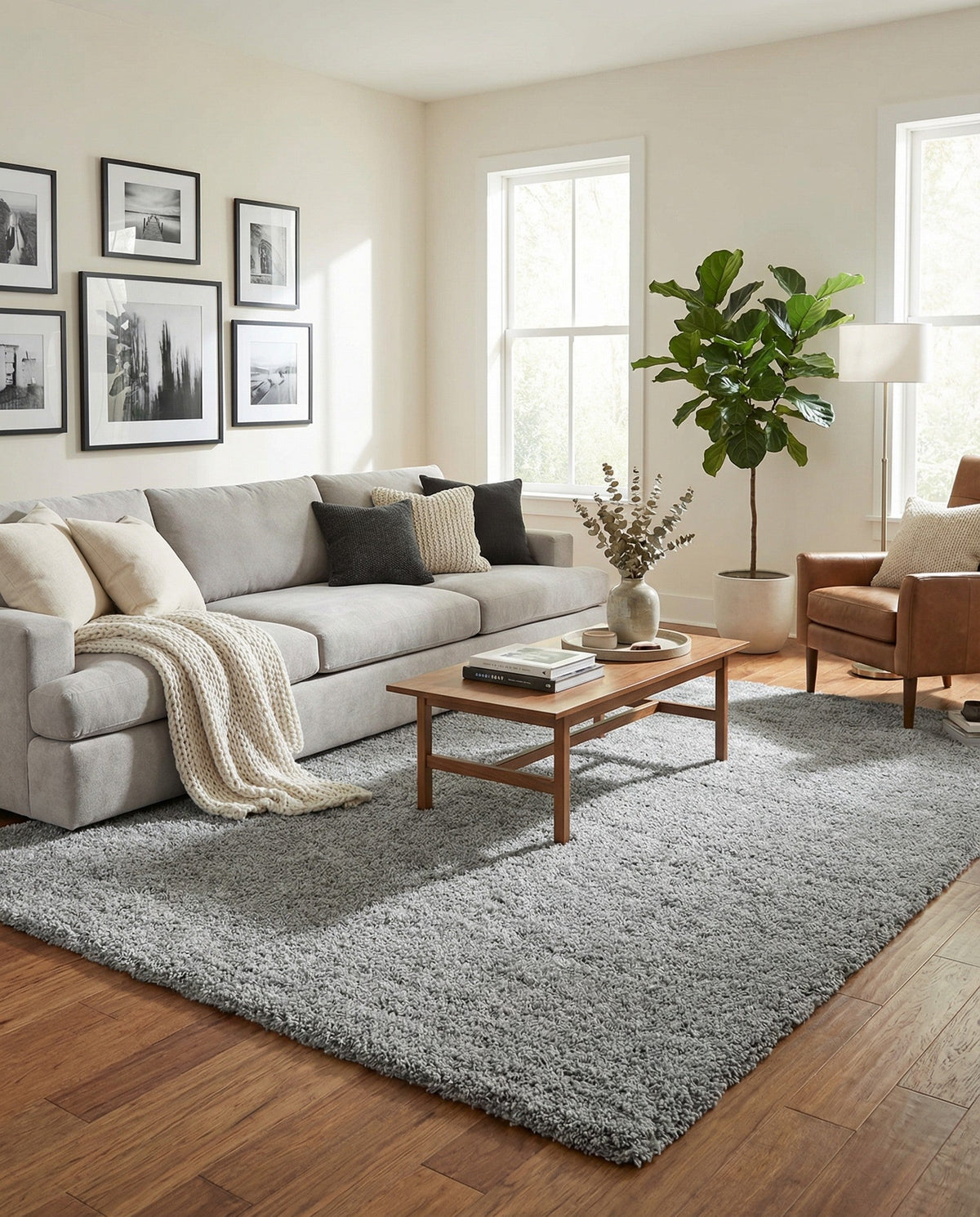 Cozy Comfort Shag Collection Area Rug - Haven (Cloud Gray) Rectangle Cloud Gray  lifestyle 9