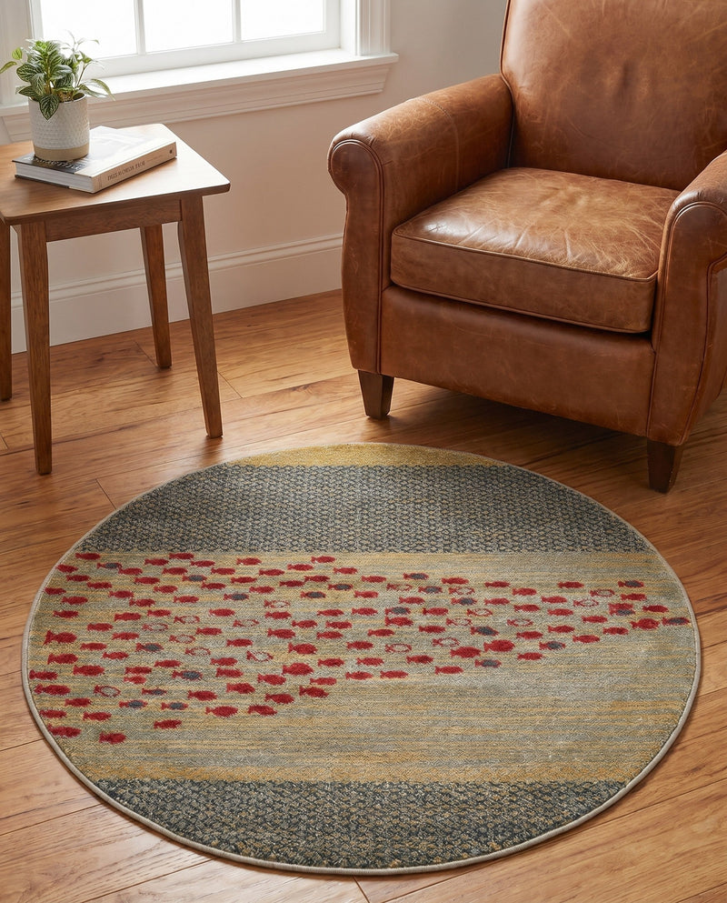Zagros Oasis Collection Area Rug -  Kermanshah Round Blue  lifestyle 62