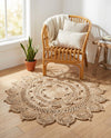 Woven Seaside Jute Collection Area Rug - Coastalhaven (Gray) Round Gray  lifestyle 17