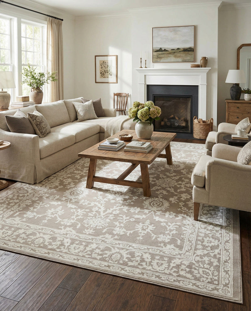 Savannah Elegance Collection Area Rug - Augusta (Light Gray) Rectangle Light Gray  lifestyle 5