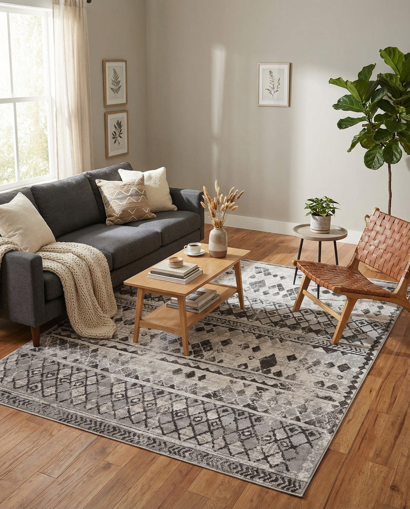 Dresden Elegance Collection Area Rug -  Zittau Rectangle Gray  lifestyle 14