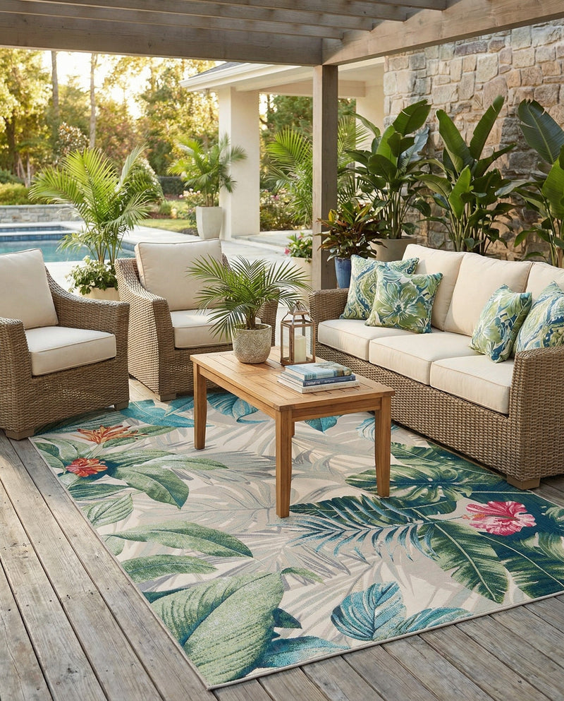 Seaside Blooms Collection Area Rug -  Paradise Rectangle Multi  lifestyle 39