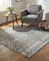 Brighton Stripes Collection Area Rug - Sussex (Gray and Ivory) Square Gray and Ivory  lifestyle 28