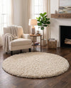 Eternal Plush Oasis Collection Area Rug -  Tranquility (Linen) Round Linen  lifestyle 43