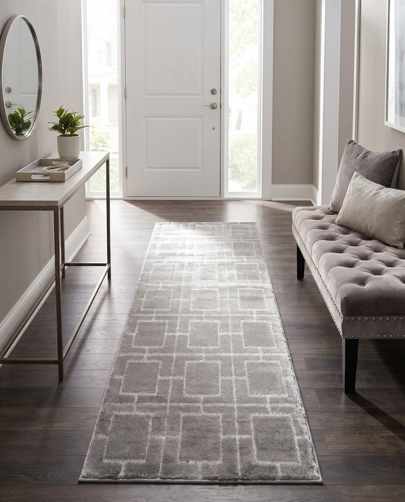 Hollywood Luxe Collection Area Rug -  Beverly (Gray Silver) Runner Gray Silver  lifestyle 51