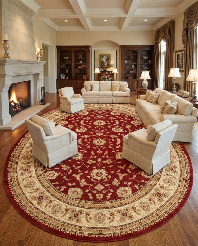 Jaipur Elegance Collection Area Rug -  Nahargarh (Red) Round Red  lifestyle 47
