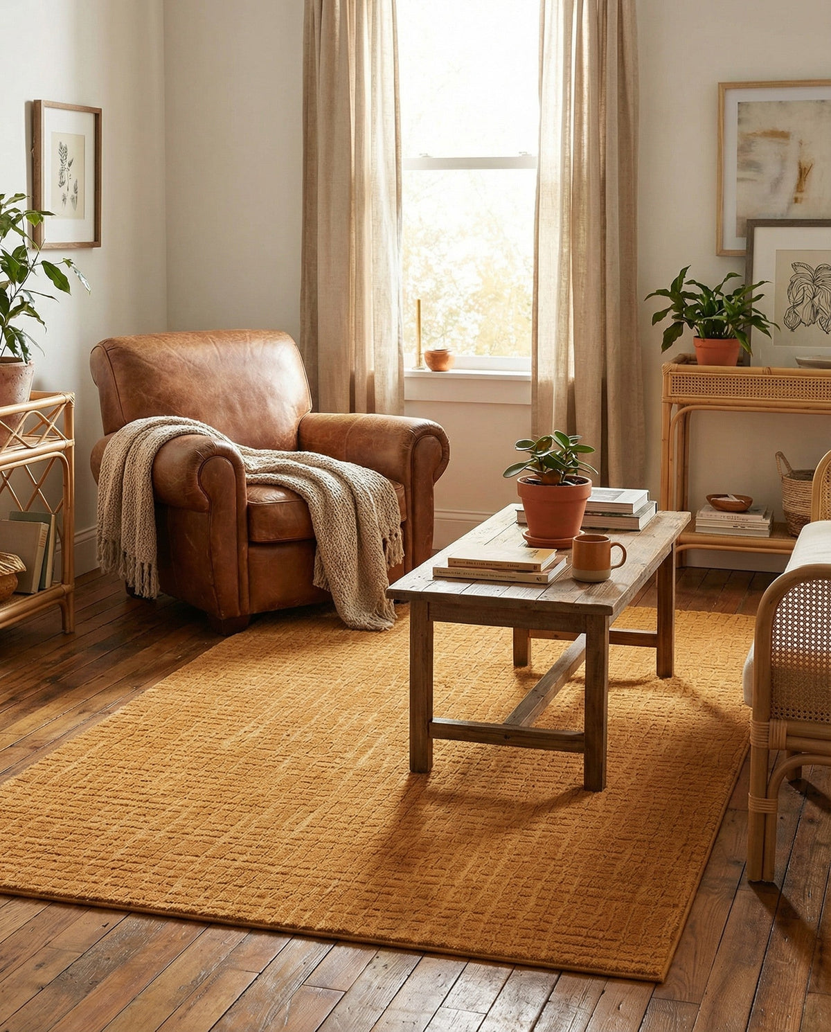 Haven Tapestry Collection Area Rug - WhisperingFalls Rectangle Goldenrod Glow  lifestyle 40
