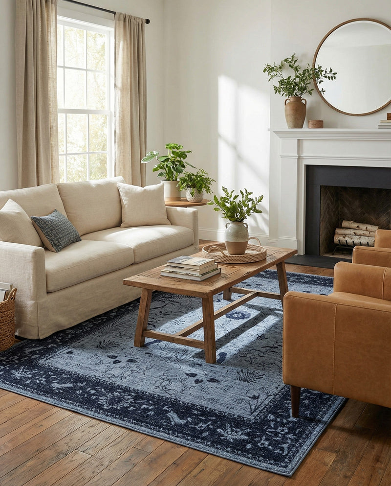 Horizon Collection Area Rug -  Apex (Blue) Rectangle Blue  lifestyle 6