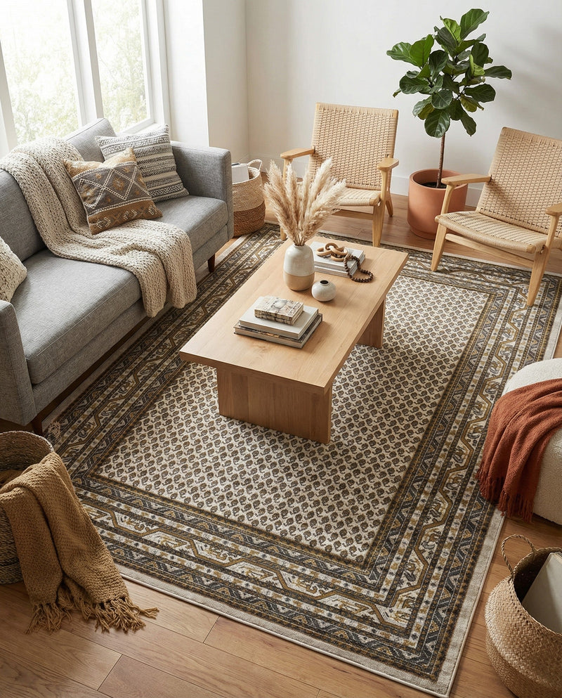 Soho Elegance Collection Area Rug -  Mercer (Beige) Rectangle Beige  lifestyle 5