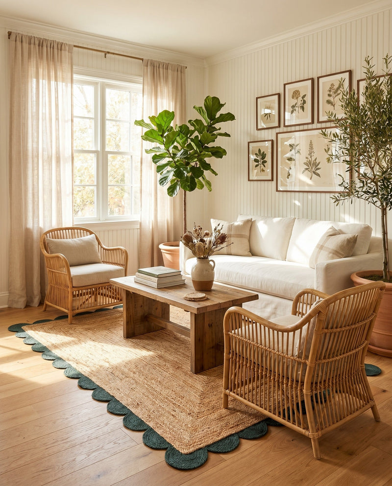 Serenity Braided Jute Collection Area Rug - Seaside Rectangle Natural and Green  lifestyle 29