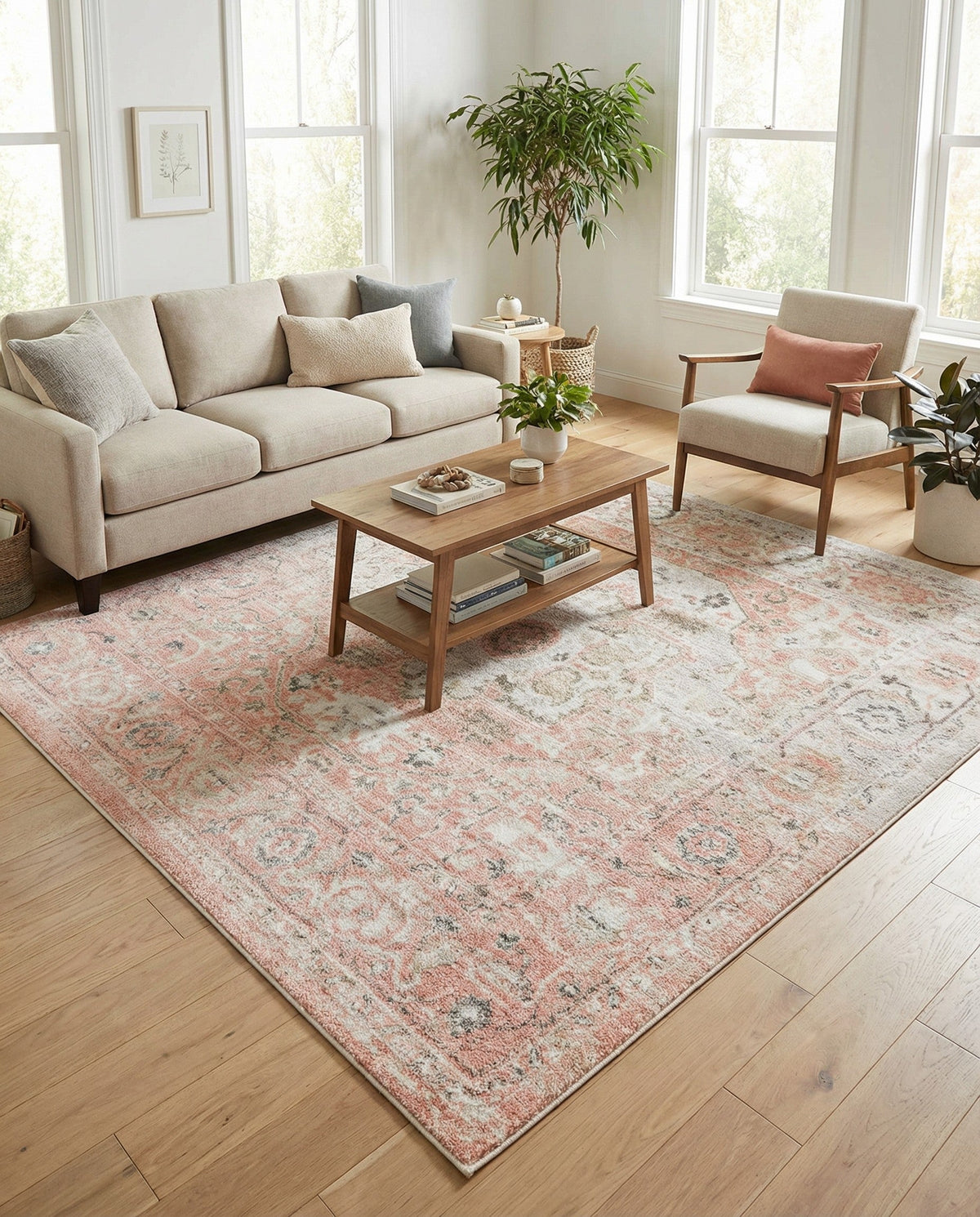 Parisian Elegance Collection Area Rug - Versailles (Rose Pink) Square Rose Pink  lifestyle 122