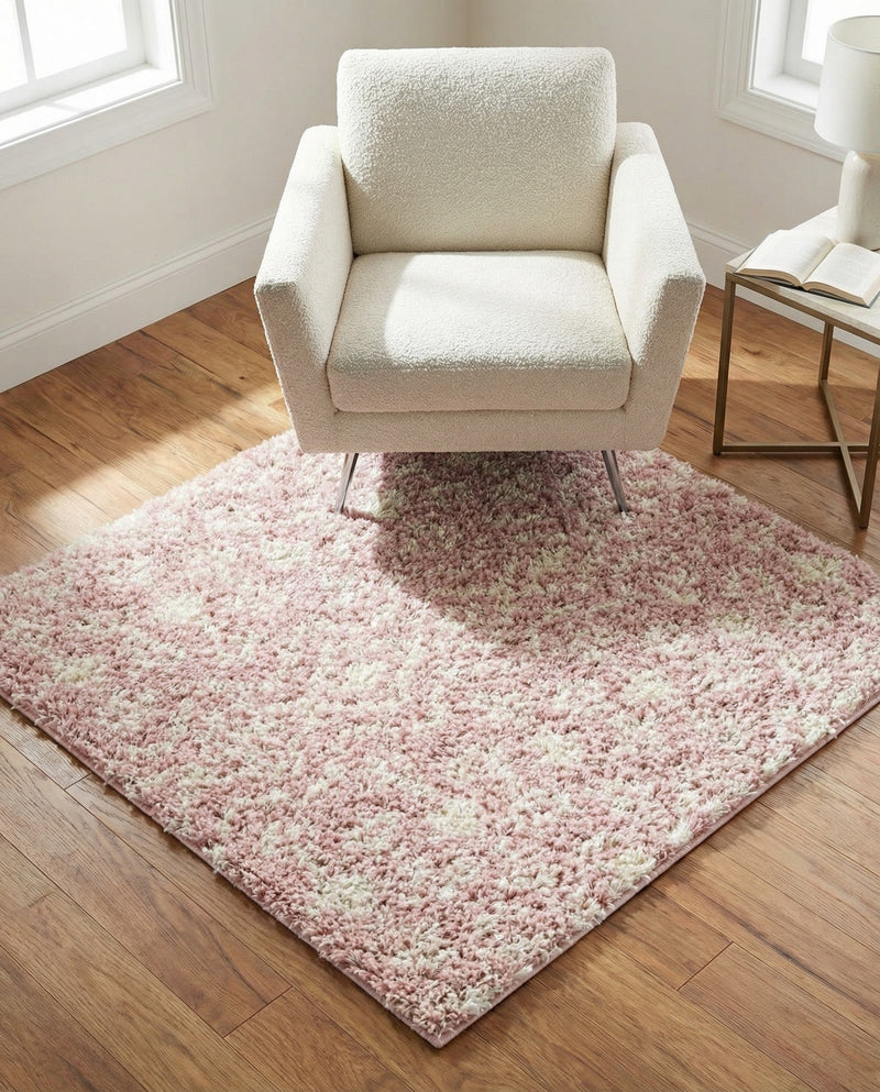 Berber Lattice Shag Collection Area Rug - Atlas (Light Pink) Square Light Pink  lifestyle 28