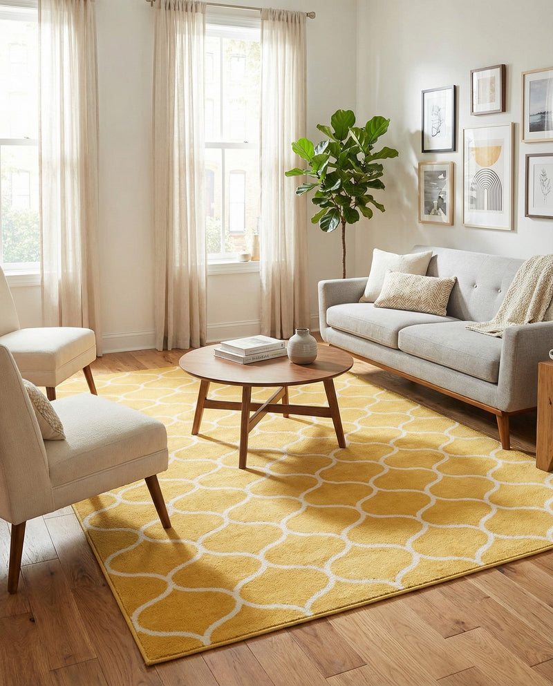 Trellis Mosaic Collection Area Rug -  Pergolatown (Yellow) Rectangle Yellow  lifestyle 6