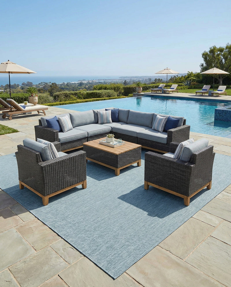 Seaside Serenity Collection Area Rug - Veranda (Aquamarine) Square Aquamarine  lifestyle 22