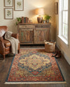Persian Elegance Collection Area Rug -  Golestan Rectangle Navy Blue  lifestyle 48