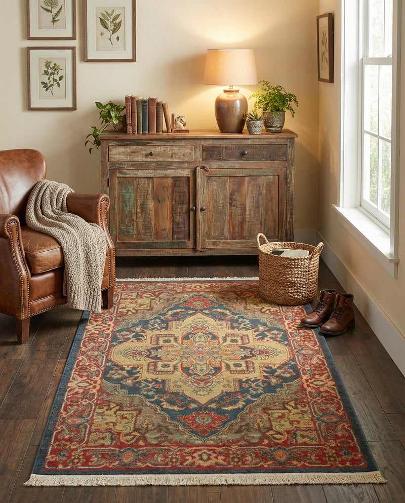 Persian Elegance Collection Area Rug -  Golestan Rectangle Navy Blue  lifestyle 48