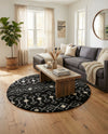 Berber Lattice Shag Collection Area Rug - Atlas (Black and White) Round Black and White  lifestyle 30