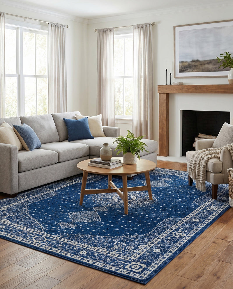 Dover Terrace Collection Area Rug - Marina (Navy Blue) Rectangle Navy Blue  lifestyle 14