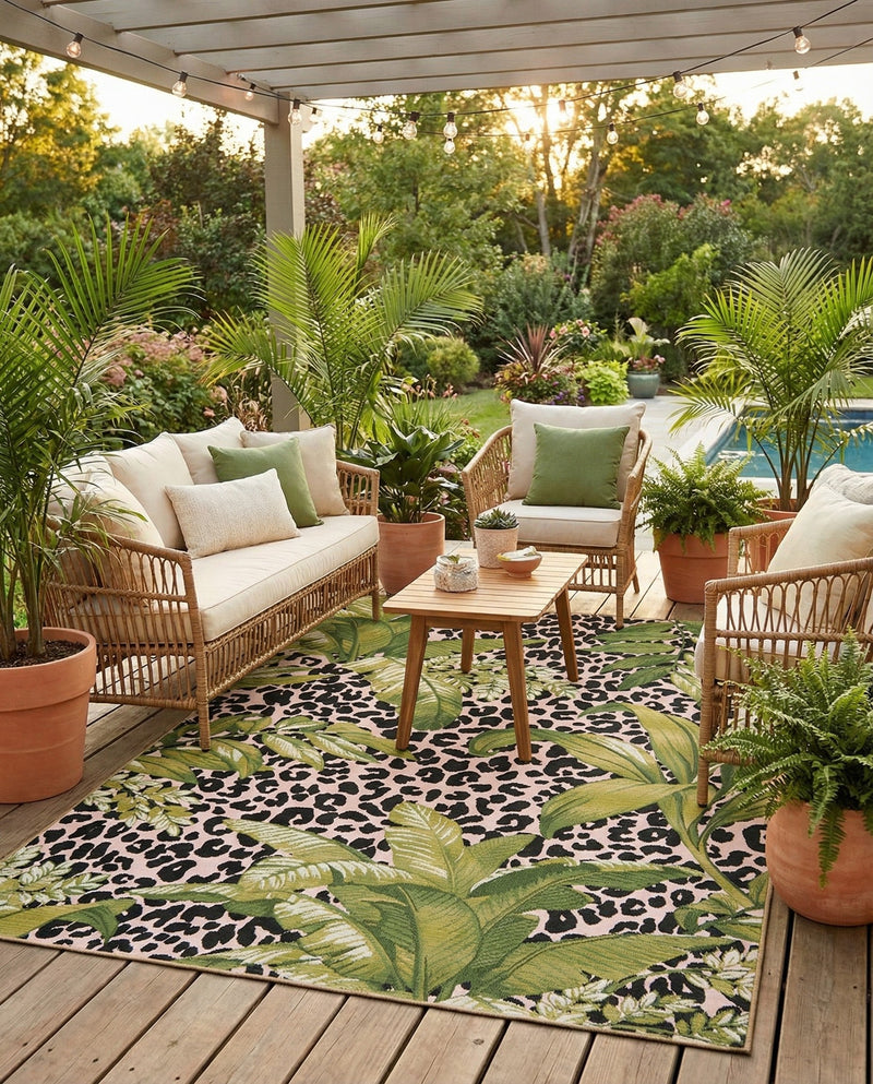 Seaside Blooms Collection Area Rug -  Lotus Rectangle Green  lifestyle 25