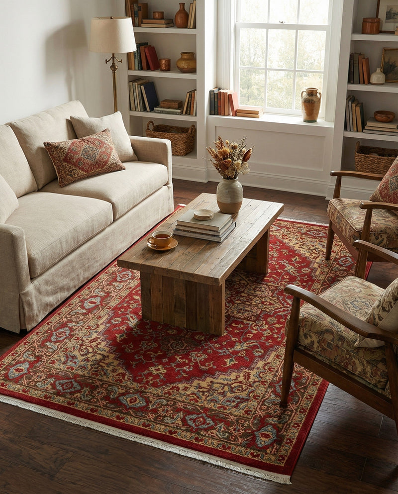Persian Elegance Collection Area Rug -  Khorasan Rectangle Red  lifestyle 4