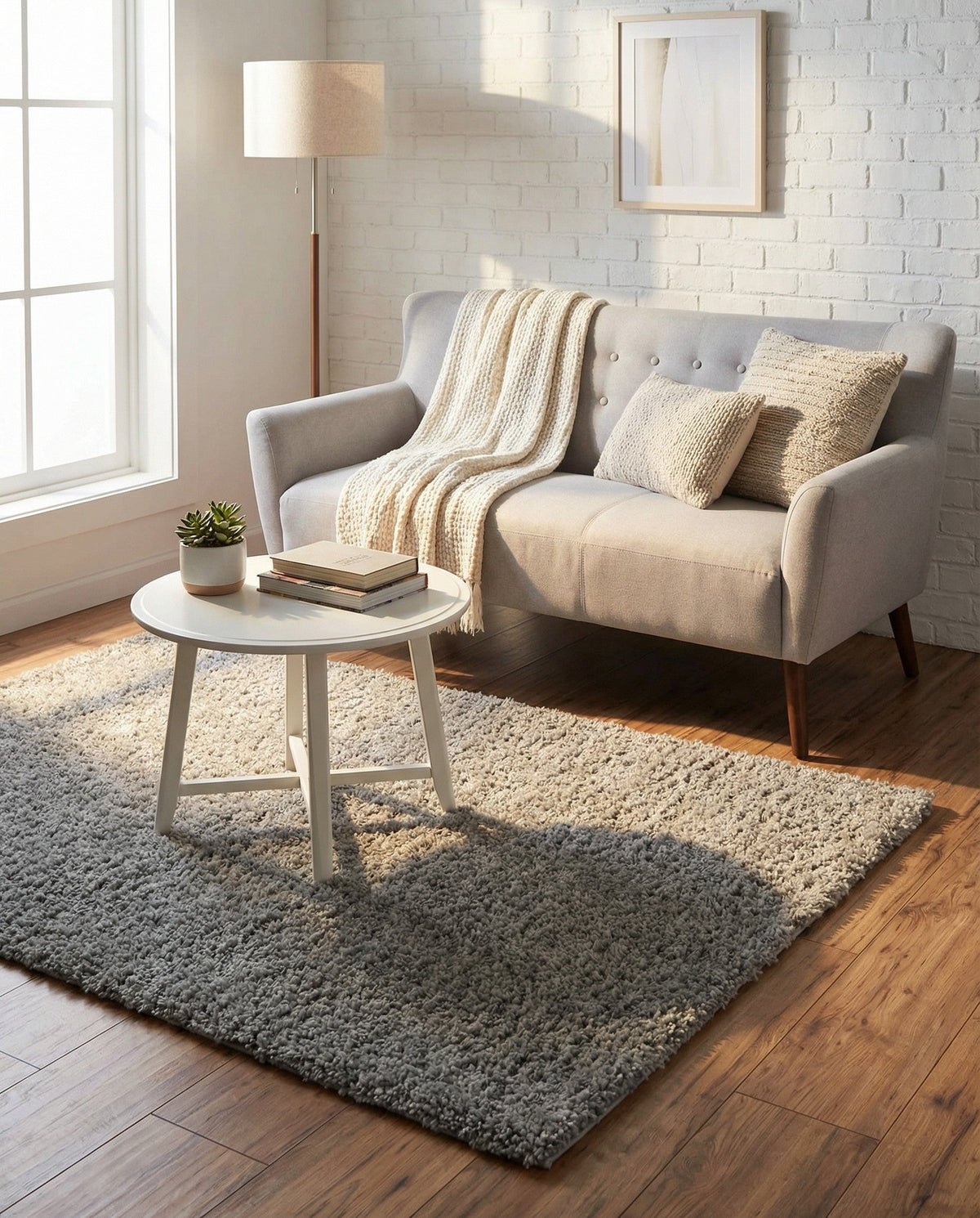 Cozy Comfort Shag Collection Area Rug - Haven (Cloud Gray) Rectangle Cloud Gray  lifestyle 10