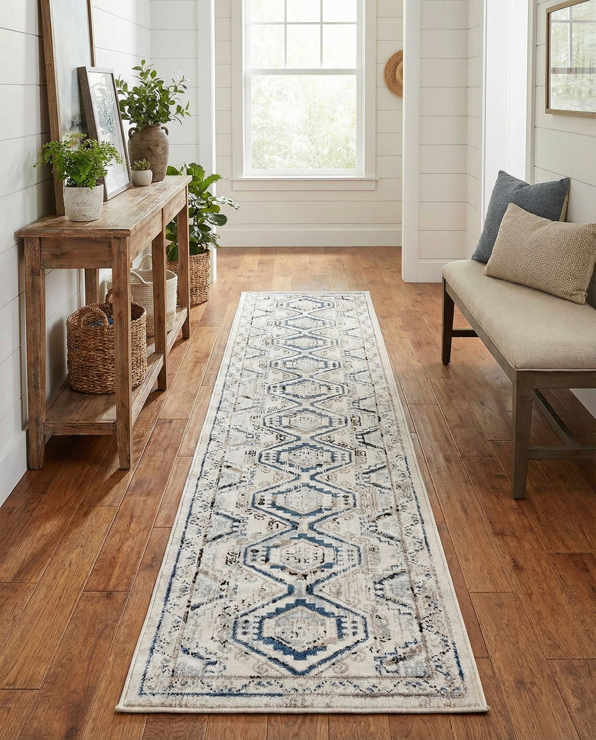 Savannah Elegance Collection Area Rug -  Tybee (Gray Blue) Runner Gray Blue  lifestyle 47