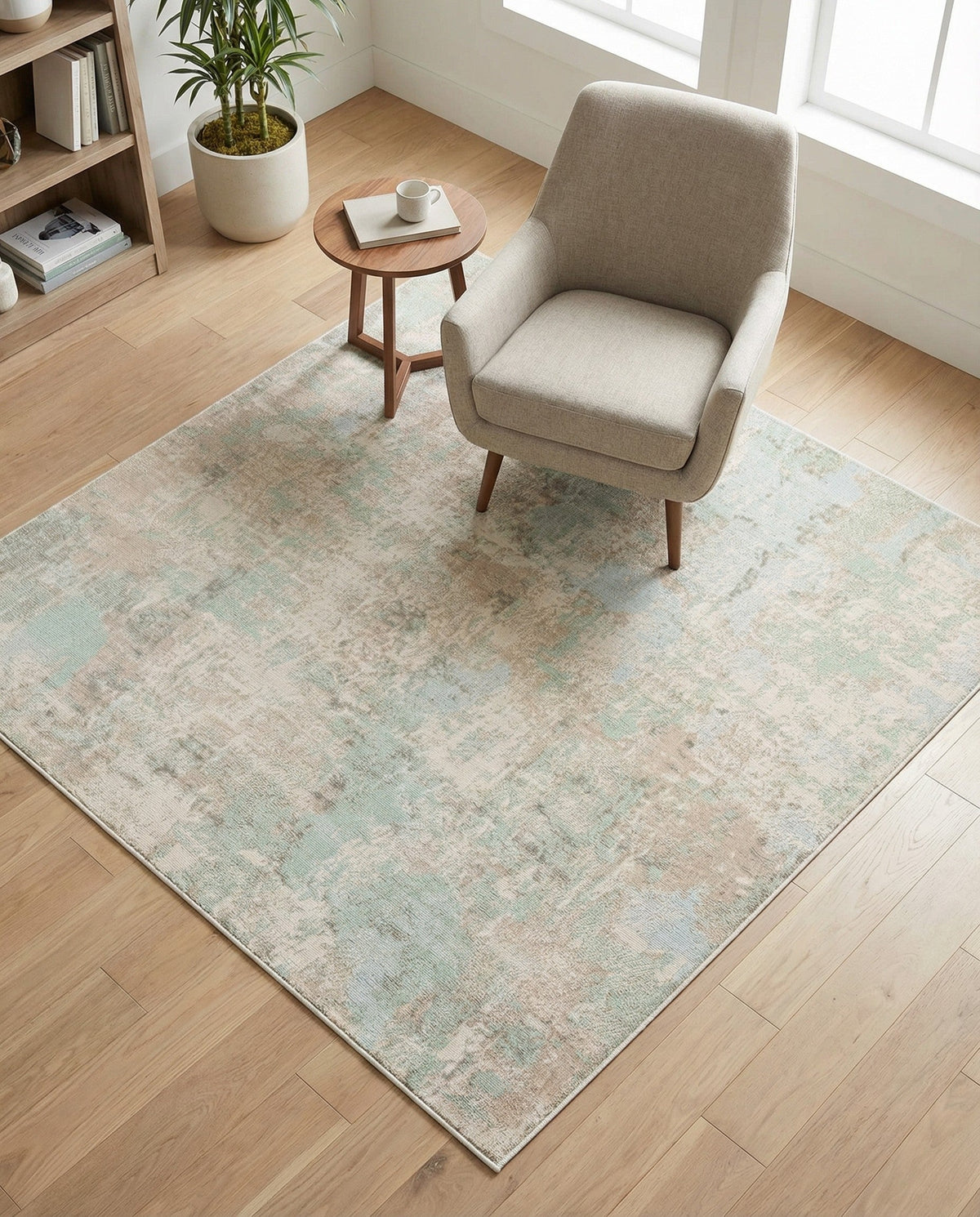 Lagoon Oasis Collection Area Rug -  Seagrass Square Teal  lifestyle 123