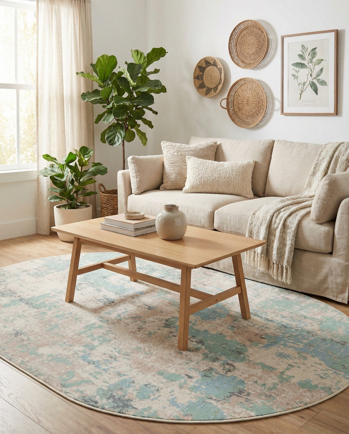Lagoon Oasis Collection Area Rug -  Seagrass Oval Teal  lifestyle 134