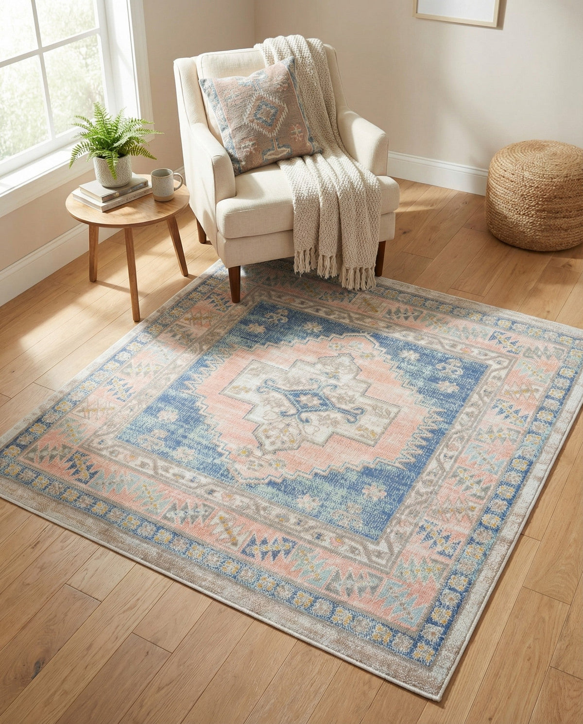 Savannah Series Collection Area Rug -  Augusta (French Blue) Square French Blue  lifestyle 87