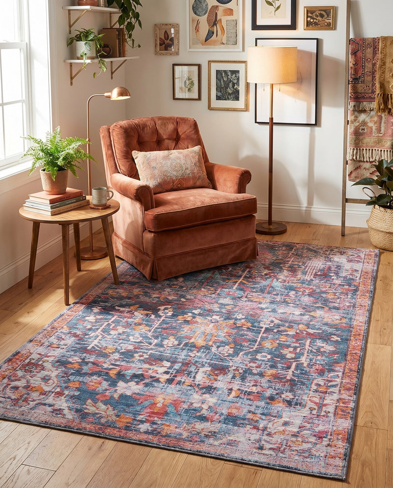 Zahara Oasis Collection Area Rug -  Nador Rectangle Navy Blue  lifestyle 14