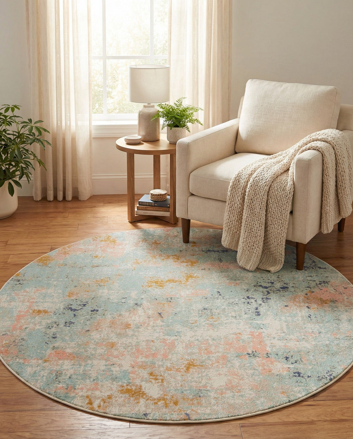 Lagoon Oasis Collection Area Rug -  Seagrass Round Multi  lifestyle 94